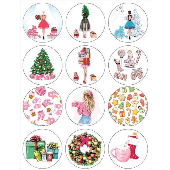 x60 Christmas Holiday Fashion Stickers Sheets Card Gift Fashion Stickers Seals - Picture 1 of 16